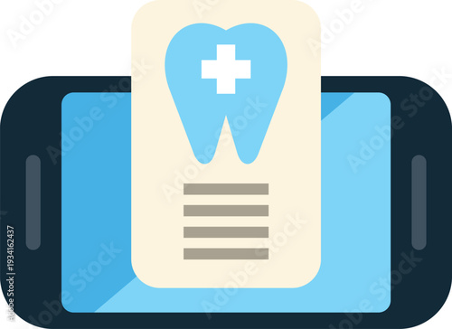 Smartphone showing dental health record on screen for telehealth and digital dentistry