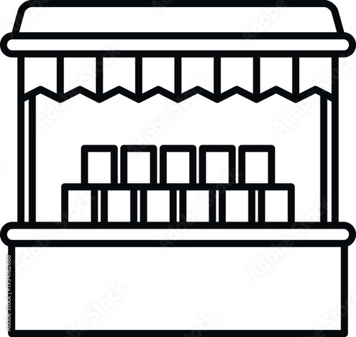 Fair game stall with prizes and decorative bunting