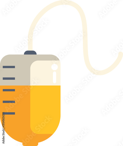 Urine catheter bag collecting bodily fluid in a hospital or home care setting