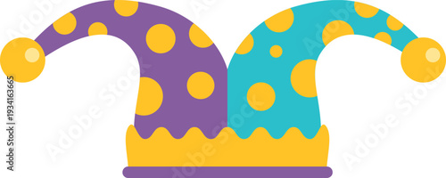 Jester hat portraying fun and celebration for carnival or circus events