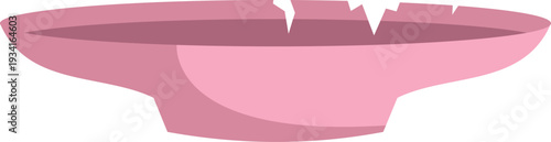 Pink ceramic dish broken and chipped, representing waste and discard