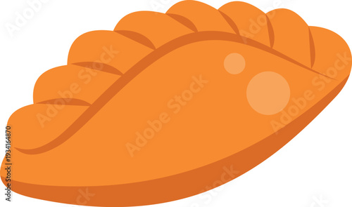 Delicious golden brown empanada with braided crust isolated on white background