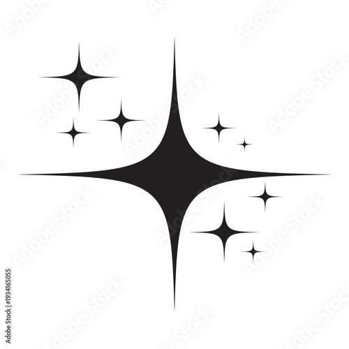 Elegant Sparkle Star Logo. Sparkle Star symbols in clean solid style for luxury branding, beauty products, UI design, cosmetic packaging, highlights.