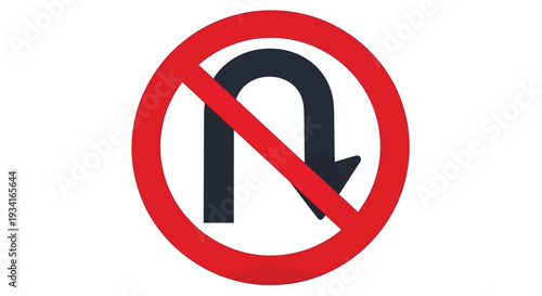 Vector graphic illustration design of a circular no u-turn traffic control road sign