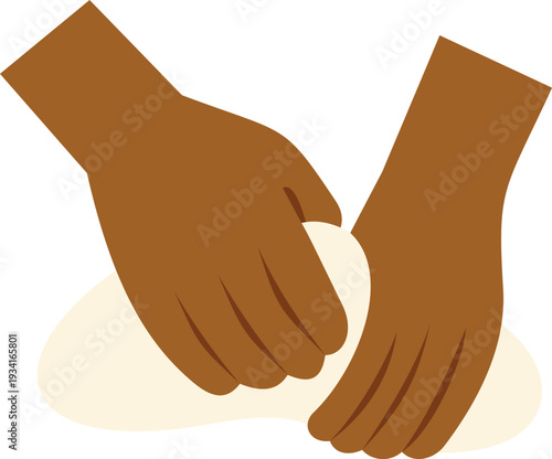 Two hands kneading soft dough, representing baking, cooking, and homemade food preparation