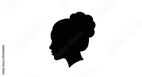 Silhouette of a woman's head and shoulders in profile.