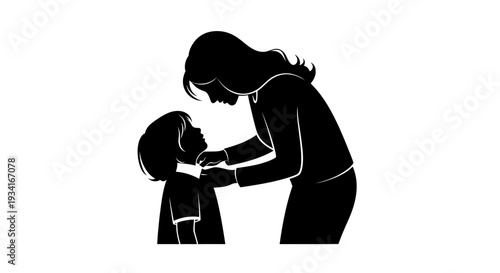 Mother and Child Silhouette Illustration.