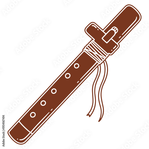 Native American flute isolated on white background evoking peacefulness and spirituality for musical expression or cultural illustration