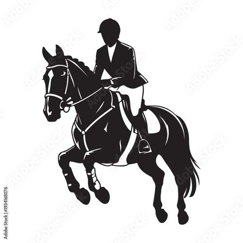 Equestrian Show Jumping Rider on Horse Silhouette Vector Illustration