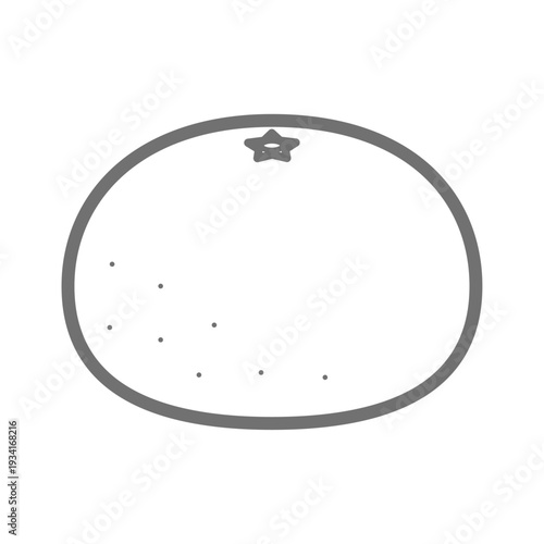 みかんの線画アイコン（アウトライン・モノクロ）
