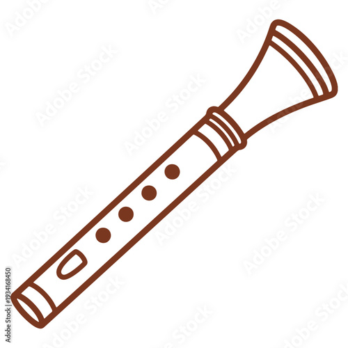 Simple Flute Illustration with a Brown Outline for Musical and Educational Projects Music Instrument