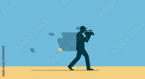 Filmmaker Silhouette Capturing Motion with Camera