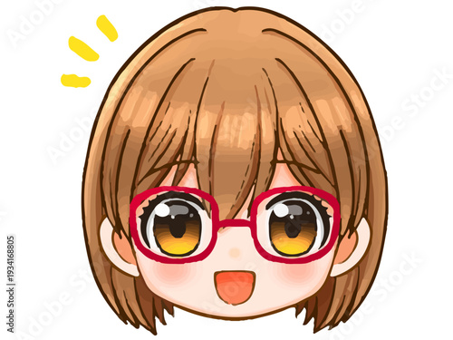 かわいい眼鏡っ娘女子のちびキャライラスト素材
