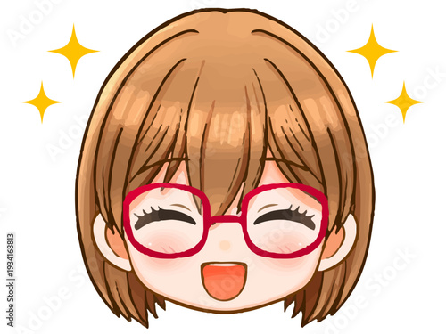 かわいい眼鏡っ娘女子のちびキャライラスト素材3