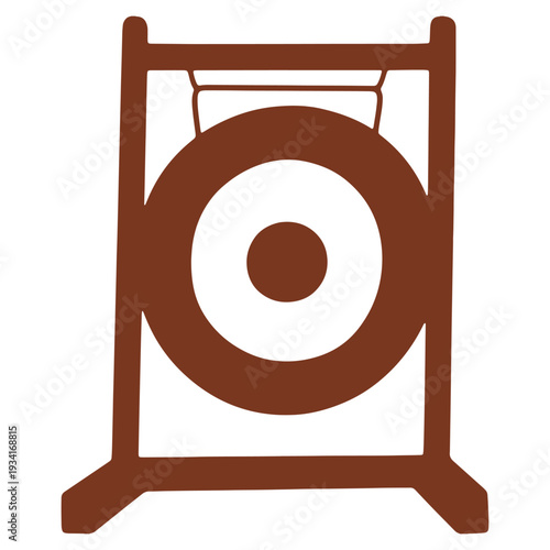 Simple vector graphic of a gong percussion instrument for use in designs and illustrations of musical concepts and Asian culture