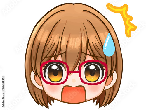 かわいい眼鏡っ娘女子のちびキャライラスト素材2