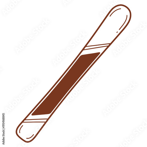 Simple Hand Drawn Ski Illustration for Winter Sports and Recreation in Brown and White Colors