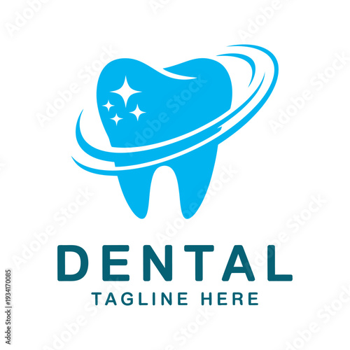 Shiny dentistry concept, sparkling tooth emblem, dental logo design, modern oral care symbol, clean vector illustration
