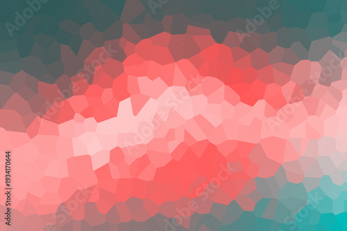 Abstract Red and Teal Crystalline Background with Geometric Low Poly Texture