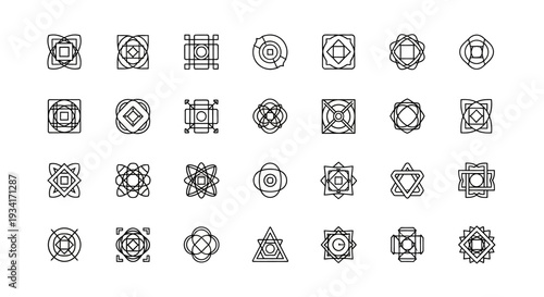 Geometric Shapes Set, Abstract Line Art Logos