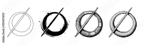 Prohibition symbol vector illustration set featuring various artistic styles and textures for graphic design projects.