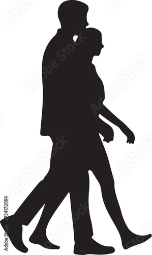 Black silhouette of a man carrying a woman couple