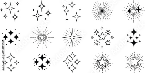 Collection of various starburst Icon designs and patterns
