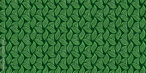 Abstract repeating pattern of curved lines in shades of green