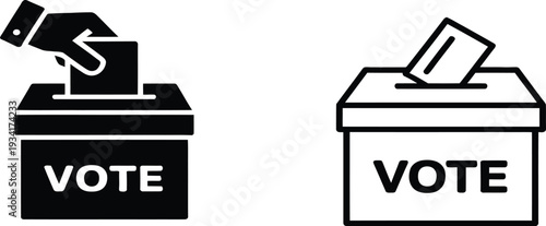 Minimalist Line Art Illustration of a Hand Casting a Vote in a Ballot Box