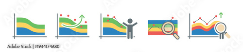 Business data analysis charts showing financial trends and growth with various interactive elements for visualization.
