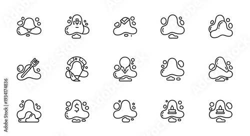 Nose with runny snot icons set, health problems