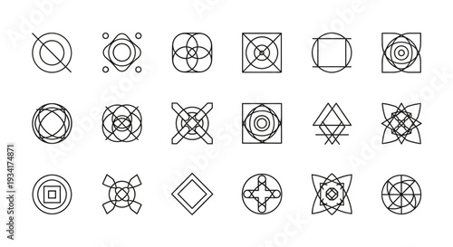 Sacred geometry symbols set. Geometric shapes.