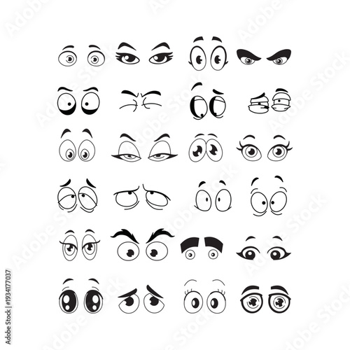 Set of cartoon eyes logo vector EPS looking in all directions