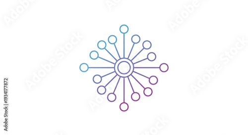 Abstract illustration of a network design with interconnected circular elements on white