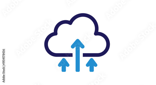 Cloud Computing Illustration Depicting Data Upload and Information Sharing Process