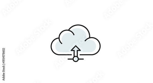 Cloud data transfer icon, digital upload concept, isolated on white background, no copyright