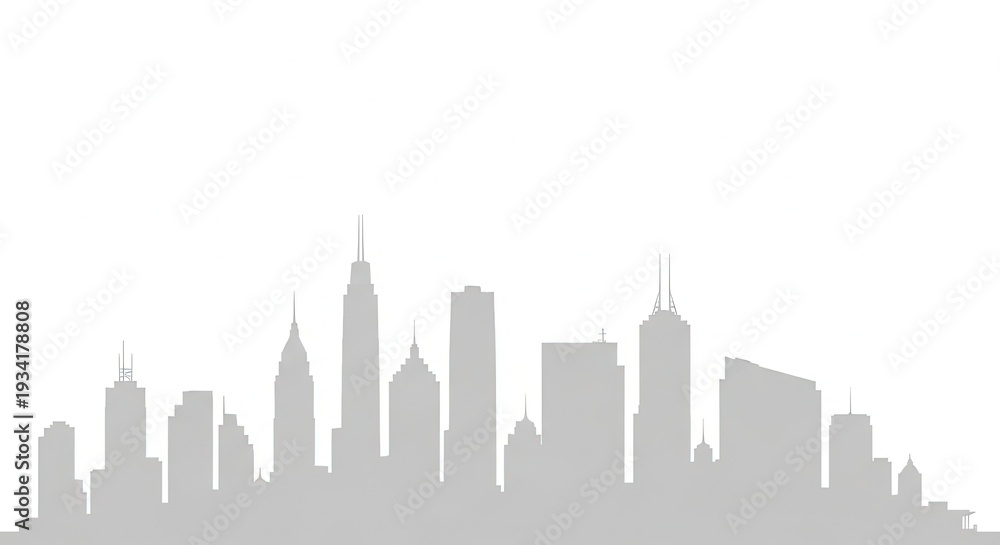 Obraz premium Modern city skyline illustration minimalist white background urban growth