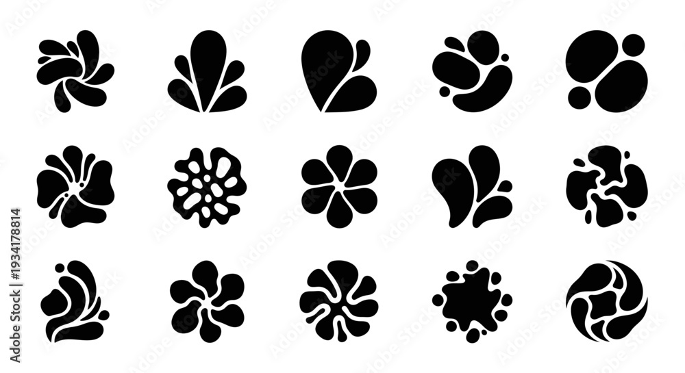 Fototapeta premium Abstract Black Shapes Set. Organic Blob Elements