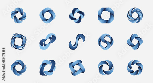 Abstract Blue Infinity Loops Collection