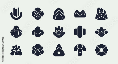 Abstract floral logos set. Geometric flower icons.