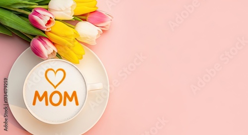 Mother's day celebration with tulips and heartfelt message