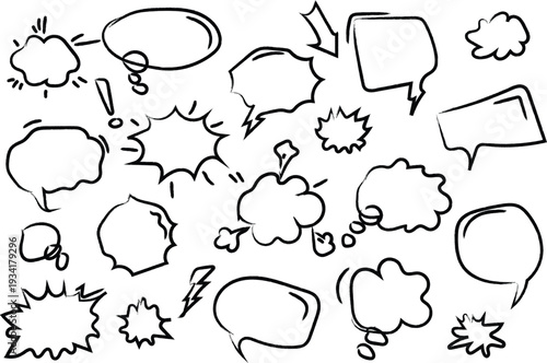 Collection of comic book speech bubbles and sound effects