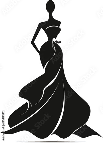 Isolated on Collection of woman's fashionable boutique dress icon, logo vector art with white background