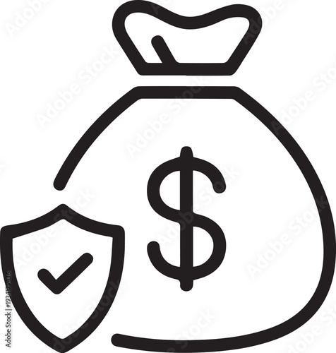 Financial Safeguard: A visual representation of financial security, showing a money bag protected by a shield. Emphasizing the security and protection of assets.