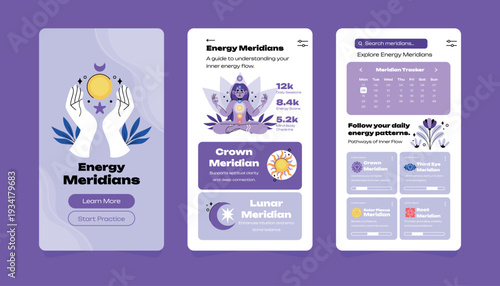 Energy Meridians Meditation App Interface Design