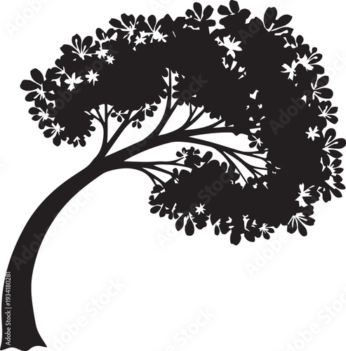 Tree silhouette illustration vector, nature growth foliage abstract design