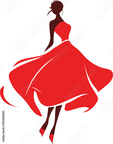 Isolated on Collection of woman's fashionable boutique dress icon, logo vector art with white background