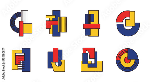 Abstract geometric design elements set, bauhaus style