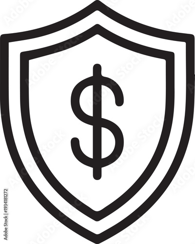 Financial Fortress: A minimalist illustration of a shield, emblazoned with the iconic dollar sign, representing the robust protection and security of financial assets and wealth.