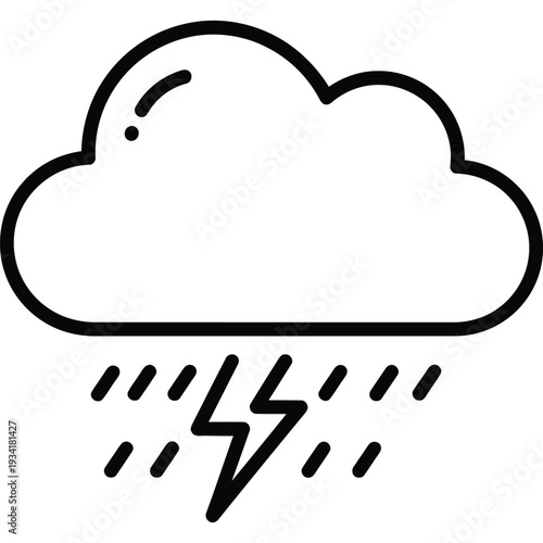 Illustration of a Storm Cloud with Lightning Bolt Striking Down, Representing Thunderstorms and Severe Weather Conditions